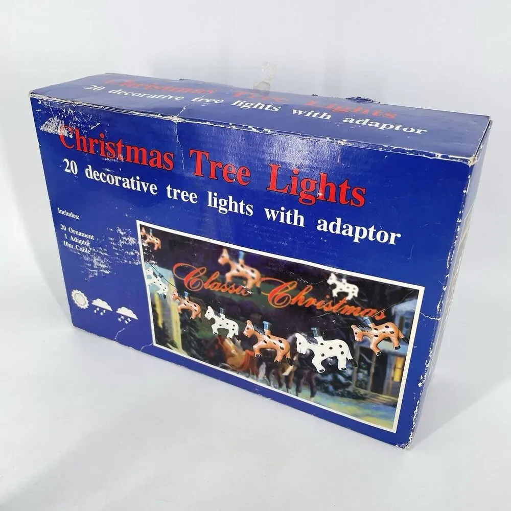 Vintage Horse Christmas Tree String Lights 20 Pc Set w/ Adapter Tested Works